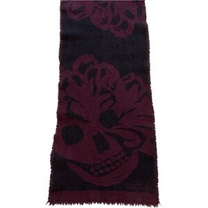 Alexander McQueen Big Skull French Wool Fringe Scarf 14" x 47.5"
